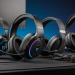 Diversos modelos de headsets gamer premium e econômicos para jogos em 2025, destacando opções sem fio e com fio para diferentes plataformas.